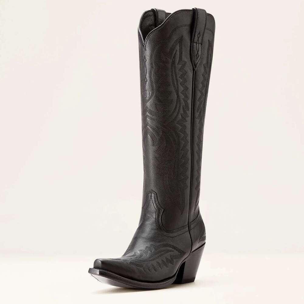 2024 Western Cowboy Boots: Embroidered Zipper hot Mid-Calf High Heel Cowgirl Boots