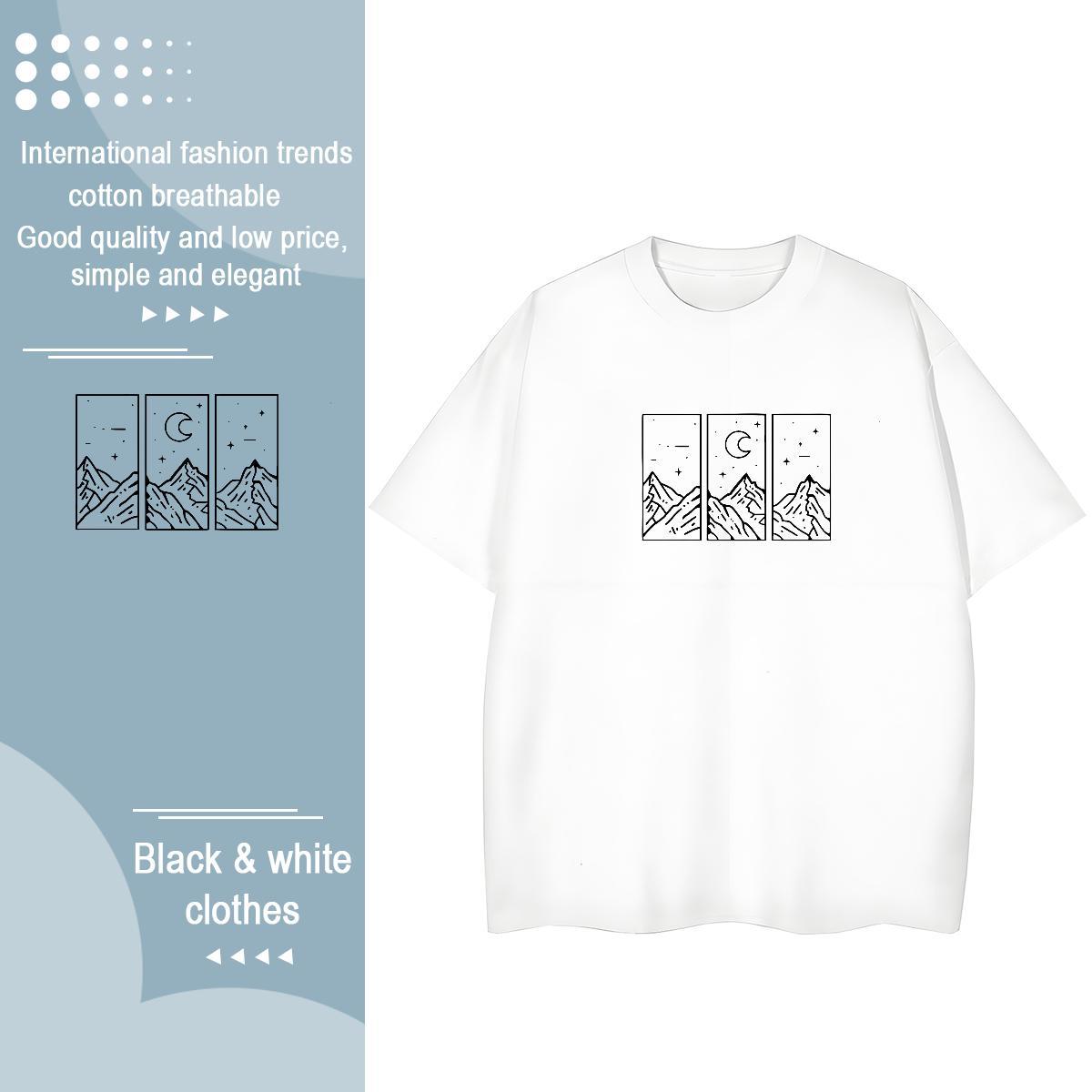 Classic T Shirt For Man 230g 100% Cotton mountains Outdoor Customized Short Sleeve O-Neck Tshirts 2024 New Wear