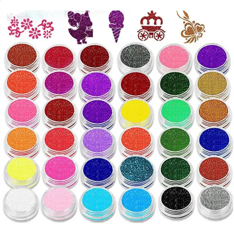 36 Color Diamond Sparkling Art Charm Sparkling Tattoo Set Sparkling Powder Stickers Makeup Brush Temporary Tattoo Set 240823