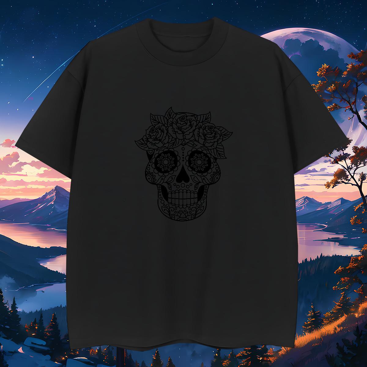 Free Shipping T Shirts Men 230g Cotton skull Sport Oversized 4XL Pure Cotton Men Tshirts Stylist Tops Shirt