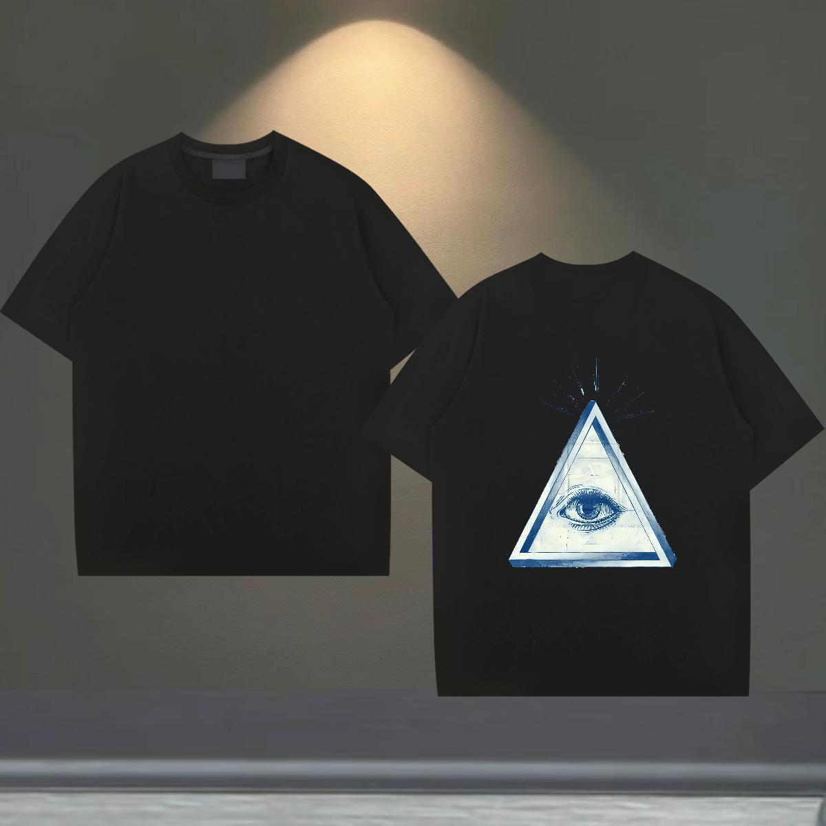 High Quality Mens T Shirts 230g Pure Cotton eye of the devil Summer Casual White Plus Size Breathable Couples T Shirts 2024 Tees