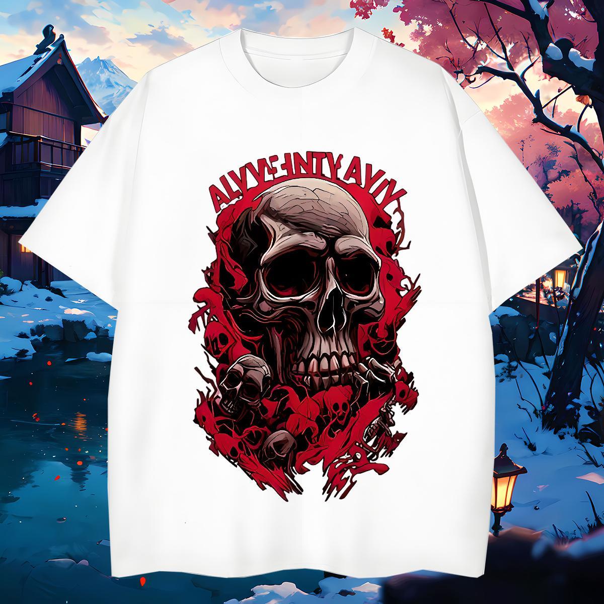 Unisex T Shirts Men 100% Cotton 230g skull Street Casual Asian Size Breathable Short Sleeve Tshirt for Man Woman Custom Tshirts
