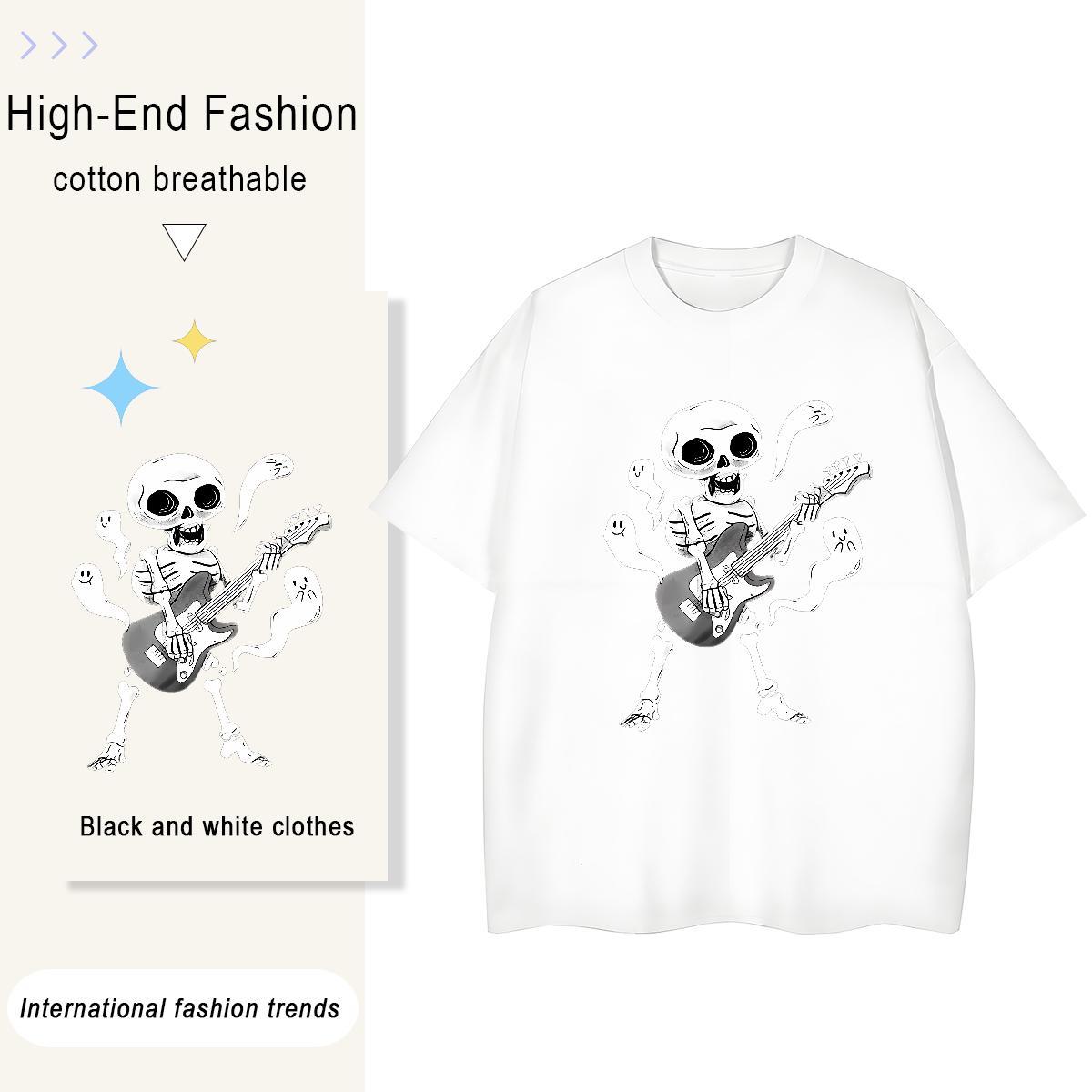 High Quality T shirt 100% Cotton 230g skull Beach Graphic Crew Neck Breathable Mens Tshirts New Arrival Wear