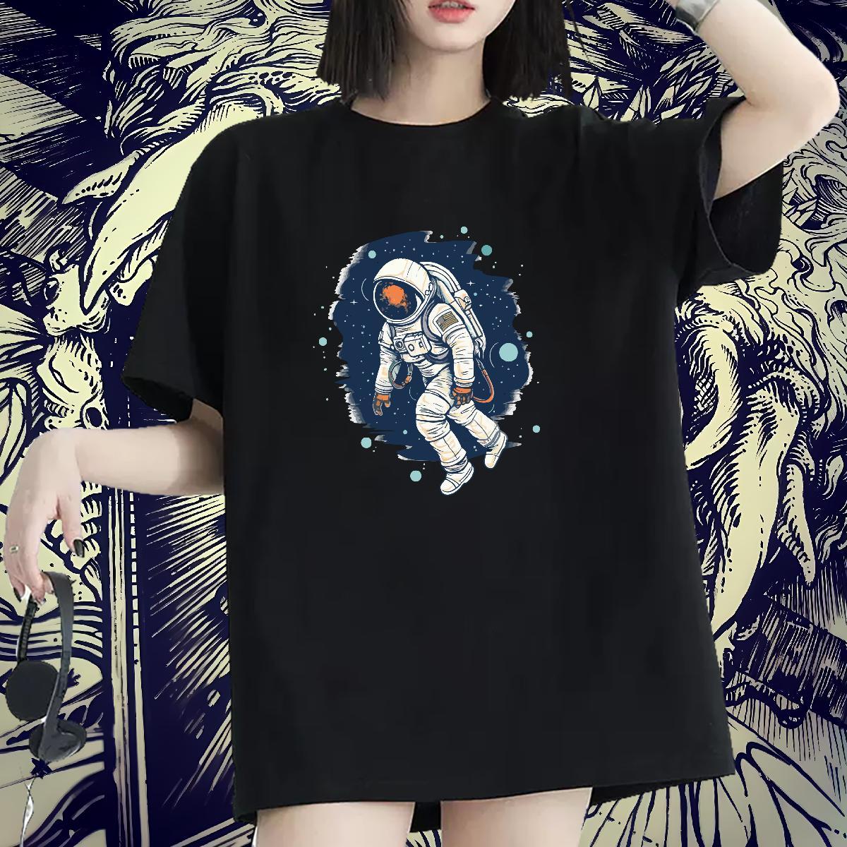High quality Couples T Shirts 230g 100% Cotton universe Beach Woman T Shirts Crew Neck Custom Printing Tees
