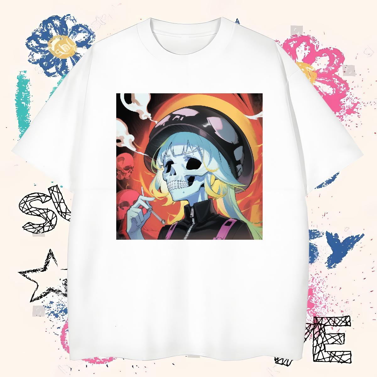 Loose Fit Man T Shirts 100% Cotton 230g skull Daily Outfit Custom Cartoon Short Sleeve Soft Mens Tshirts Designer Tops Shirt