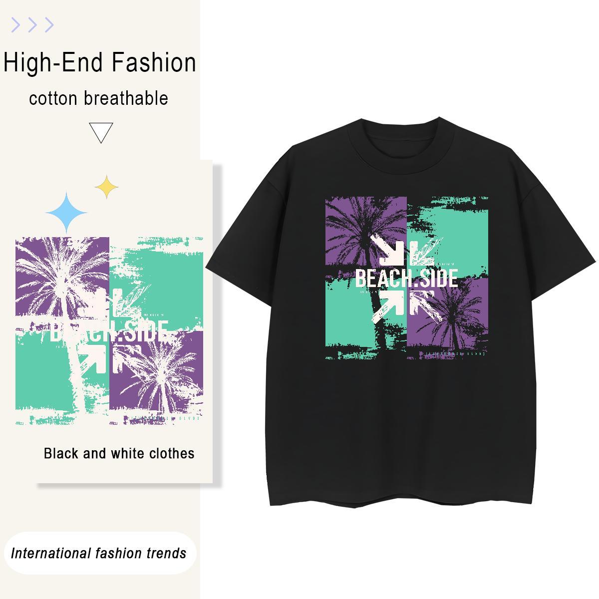 Loose Couples T Shirts 230g Cotton painting Hip Hop T Shirts Women Short Sleeve O-Neck DIY Printed Polos