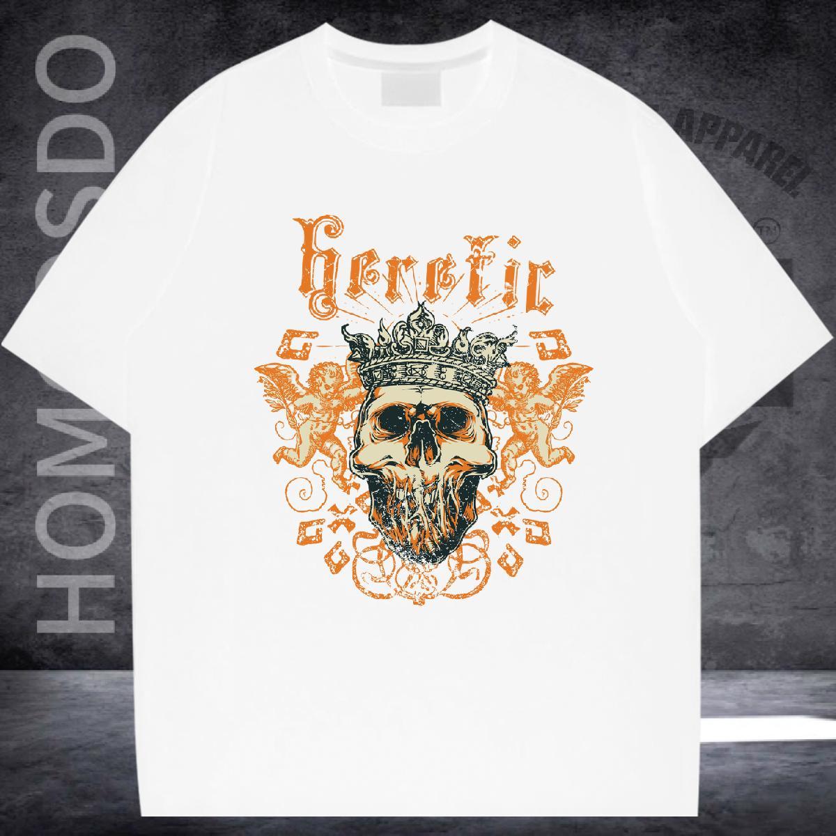 Designer T shirt 230g Pure Cotton skull Spring Summer Custom Printing Breathable Short Sleeve Men Tees DIY Tees Shirts
