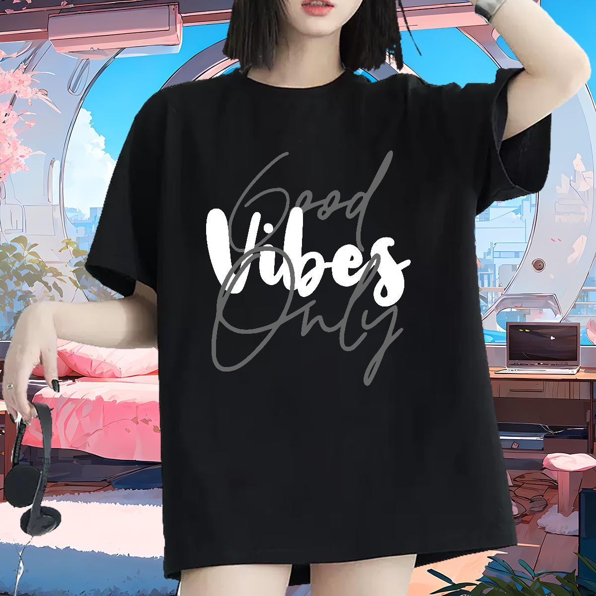 High quality Women Tshirts 230g 100% Cotton letter Street Wear T-Shirts Breathable Short Sleeve Custom Print Plus Size Top Tees