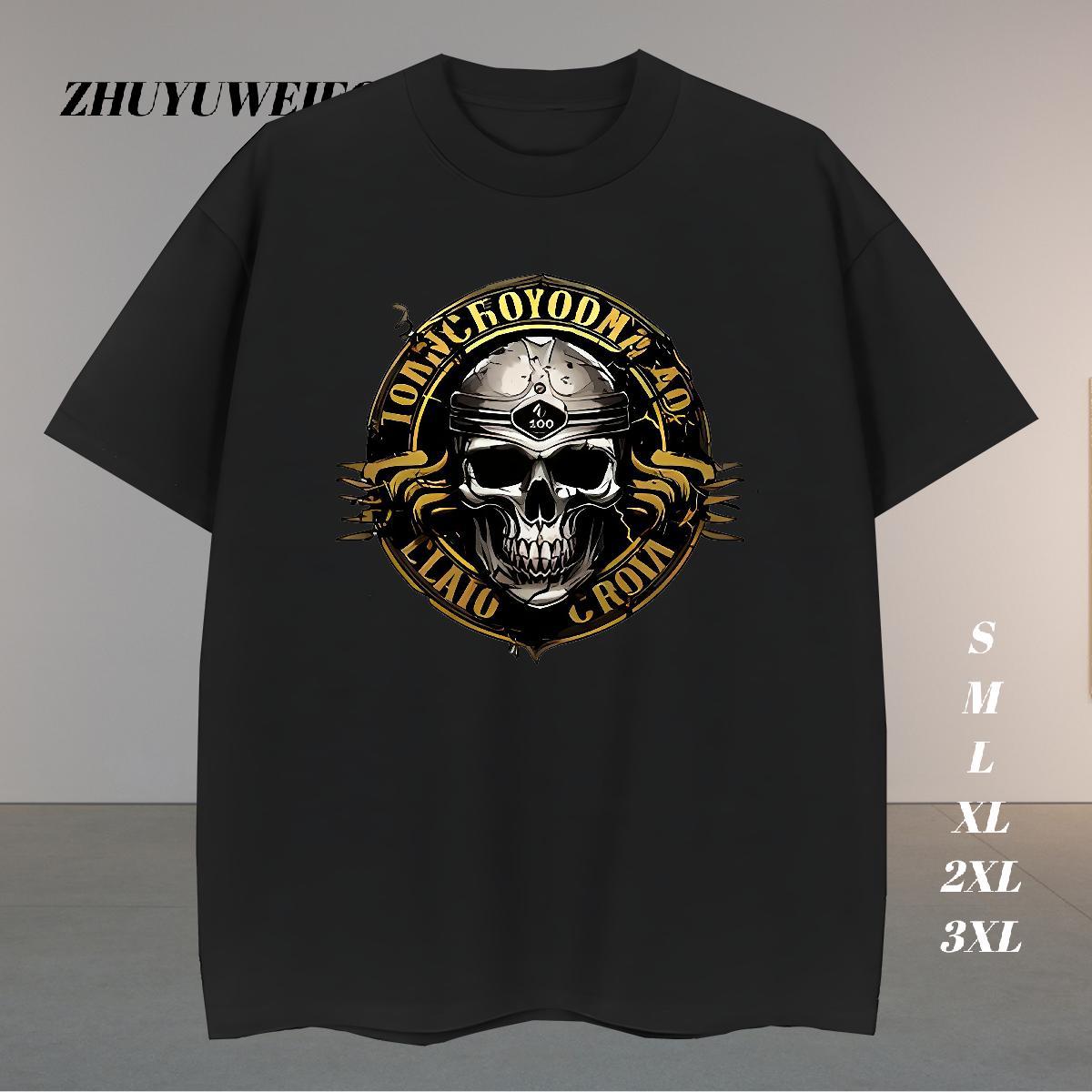 Cool Design T-Shirts 230g 100% Cotton skull Daily Outfit Asian Size Breathable Men Clothes T-Shirt Classic Casual Clothings