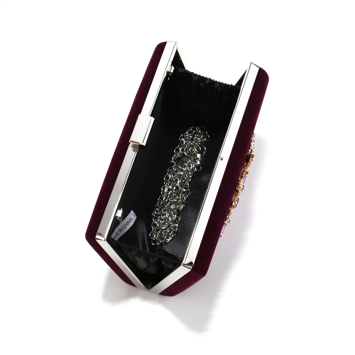 Purple Color Women Evening Bags Flower s Clutch Bag Velvet Flap Fashion n Party Event Diamonds Shoulder Ch 240824Z