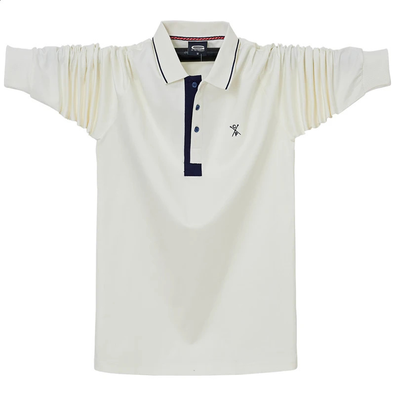 Autumn Spring Mens Solid Polo Shirt Lapel Long-sleeved Polos Shirt Button Collar Fashion Thick Shirt Casual Loose Tops 6XL 240824