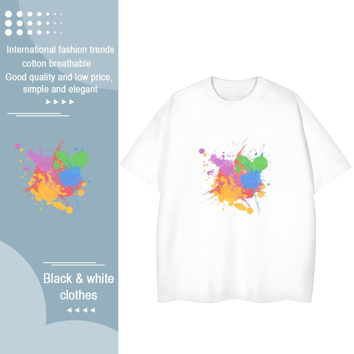 Brand Lady T shirt 100% Cotton 230g painting Street T Shirt For Woman Breathable DIY Logo Tees Shirts