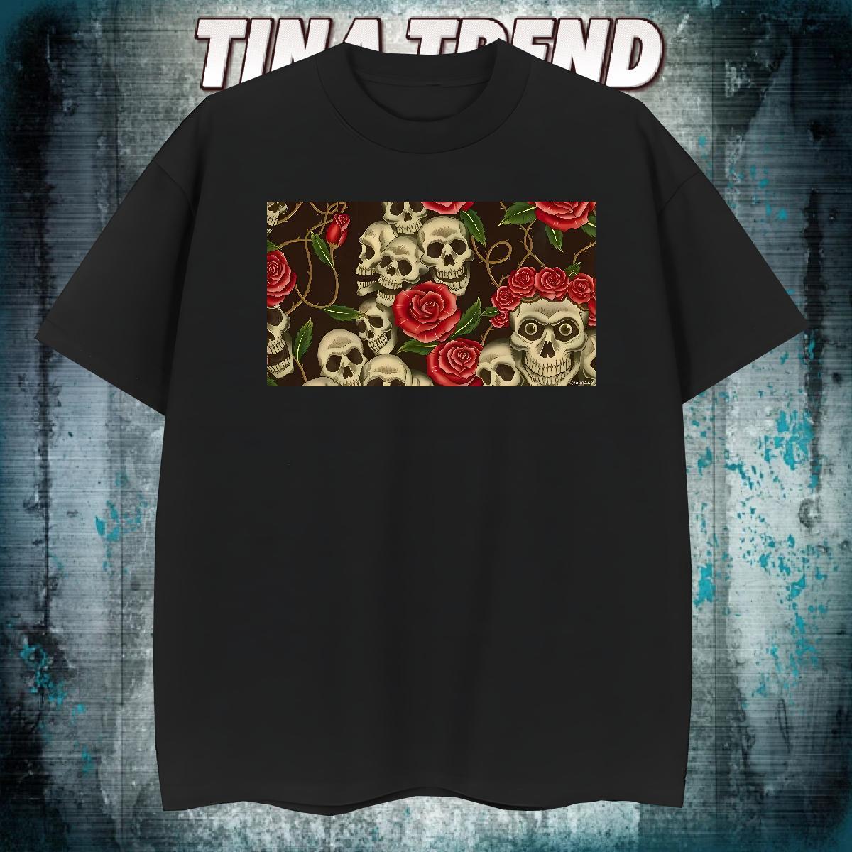 Comfortable T Shirts Men 230g Pure Cotton skull Beach Custom Printed Crew Neck Men Clothes T-Shirt Fashion Casual Tops Shirt