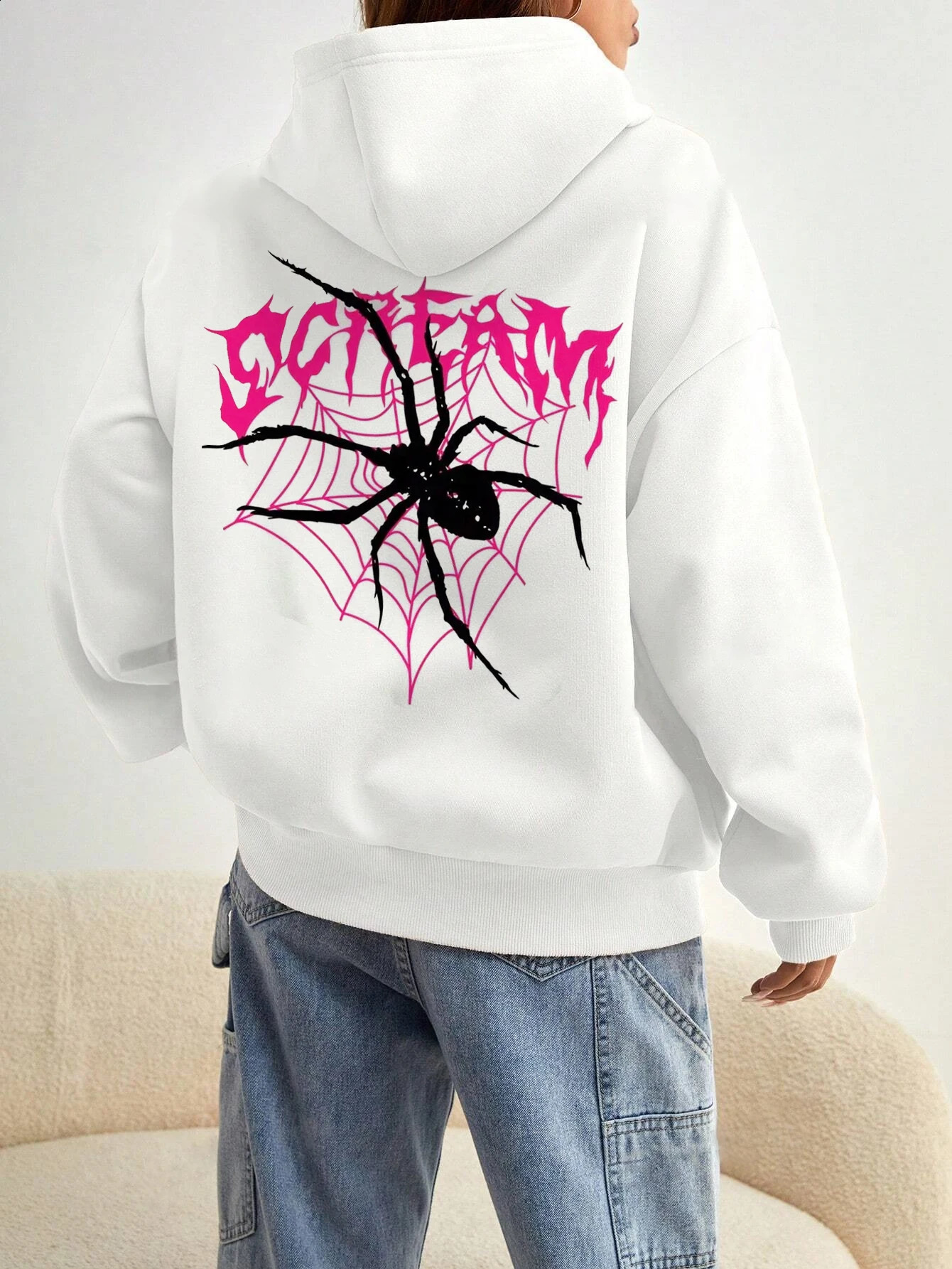 Rose Butterfly Impossible Letter Graphic Print Women Sweatshirt Fashion Warm Hooded Loose Casual Hoodies Fleece Soft Clothing 240824