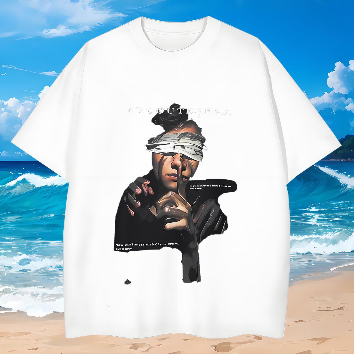 High Quality T shirt 230g 100% Cotton portrait Sport Black Oversized Breathable Crew Neck Tshirts Fashion Designer Wear