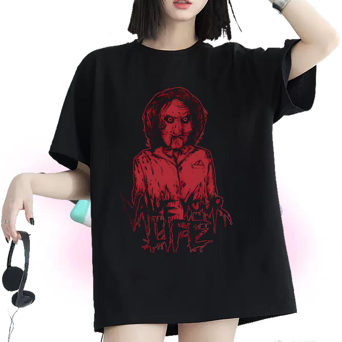 Free Shipping Tshirt for Man Woman 230g Cotton scary Sport T-Shirts Crew Neck Breathable Cartoon Anime Polos