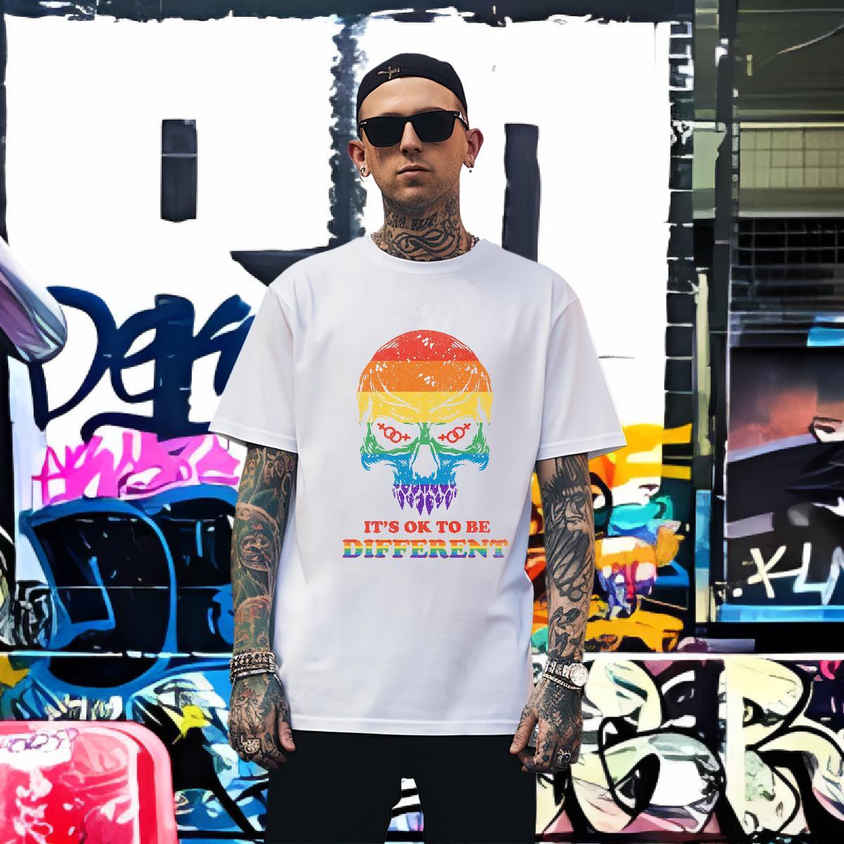 TOP Quality T shirt 230g Cotton skull Sport Black Oversized Short Sleeve Soft Men Tops Tees DIY Customized Tops Shirt