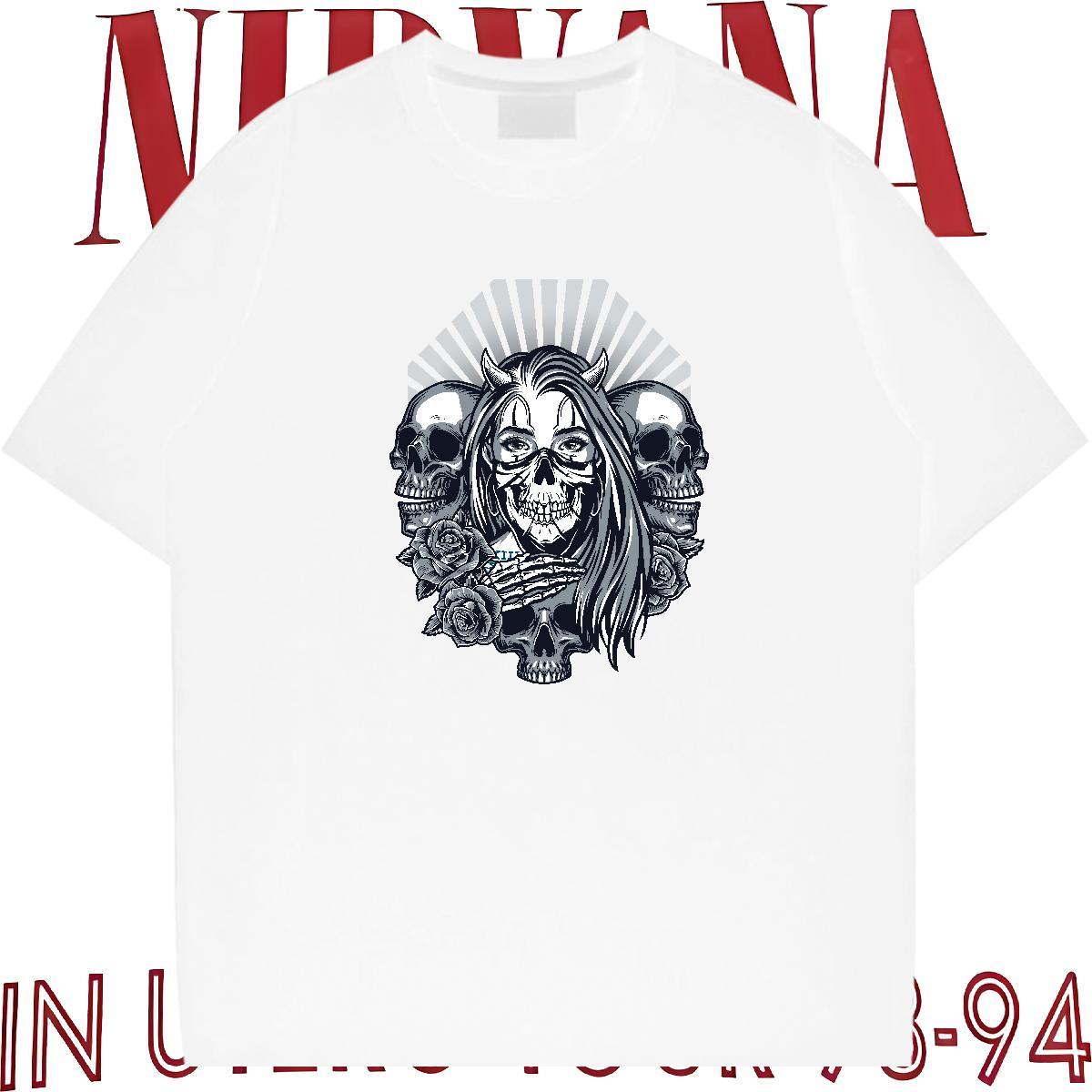 TOP Quality Man T Shirts 230g 100% Cotton skull Daily Outfit Asian Size Breathable Short Sleeve Tshirt for Man Woman 2024 Summer Tees
