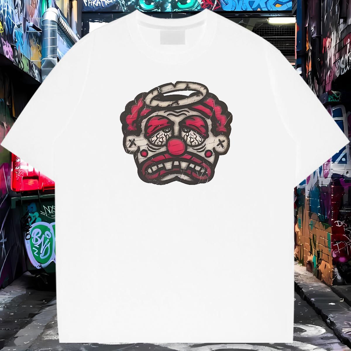 Designer T shirt 230g 100% Cotton skull Hip Hop Street Custom Cartoon Breathable Crew Neck Men Tops Tees Casual New Tee Shirt