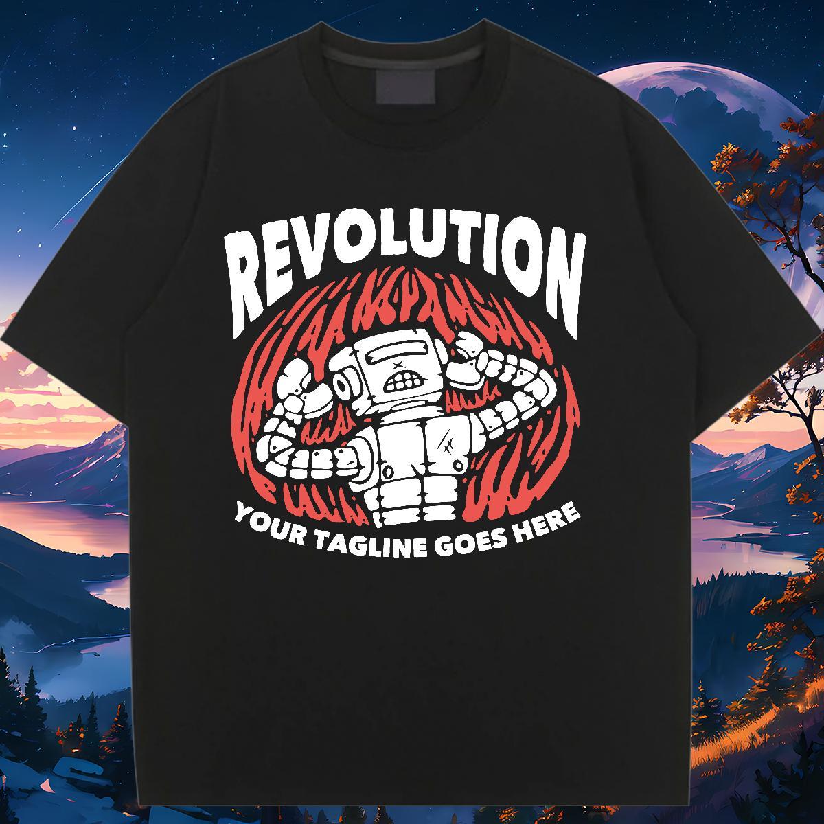 Loose fit Tshirt for Man Woman 100% Cotton 230g robot Hip Hop Street T Shirts Women Breathable Crew Neck DIY Anime Top Shirts
