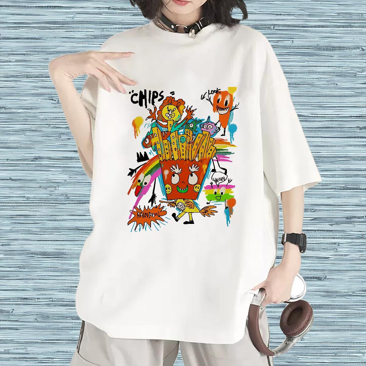 Brand Lady T shirt 100% Cotton 230g cartoon Street Wear Woman T Shirts Breathable Short Sleeve Oversized L-4XL Tshirts
