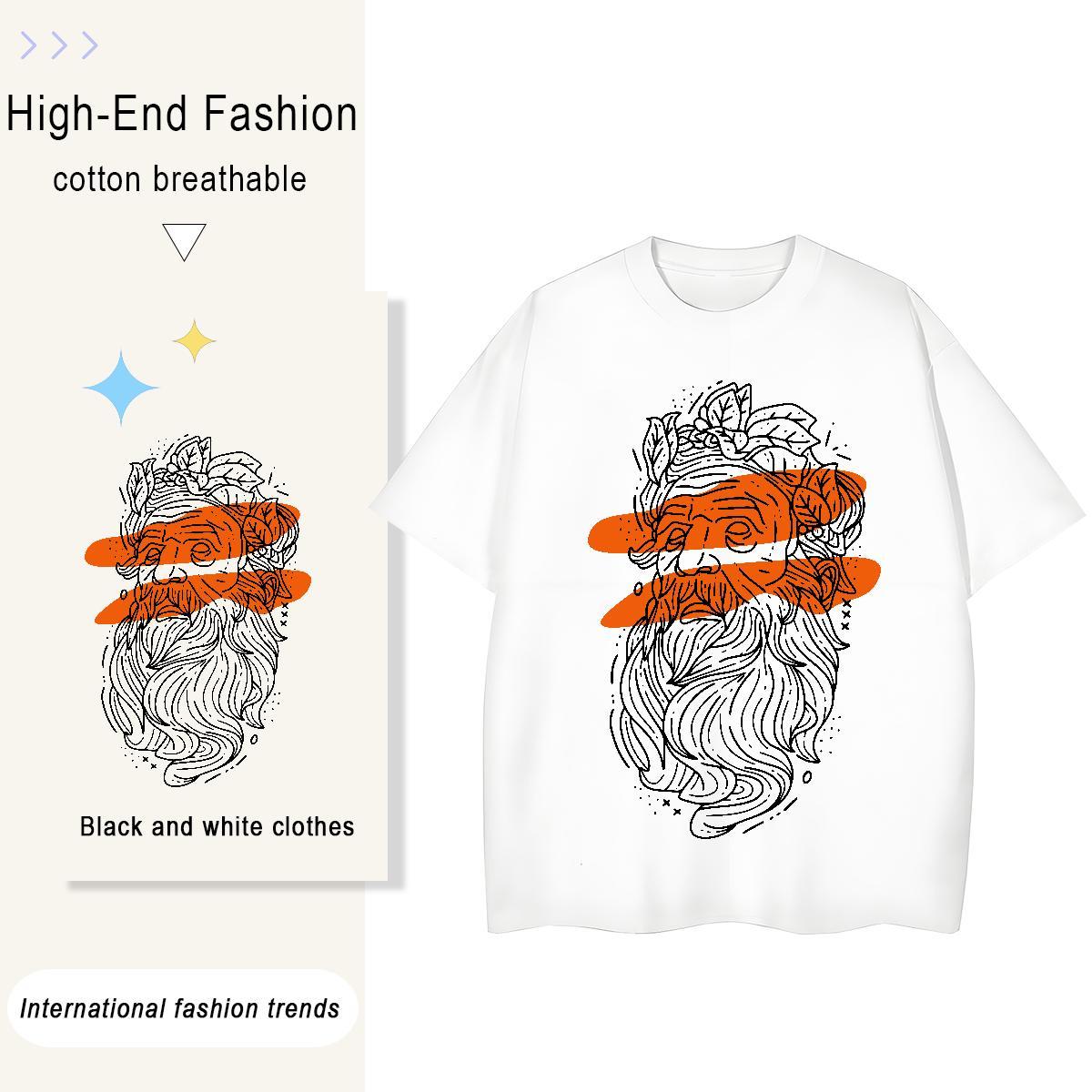 Classic T-Shirts 230g Cotton portrait Casual Asian Size Breathable Tshirt for Man Woman Casual New Clothings