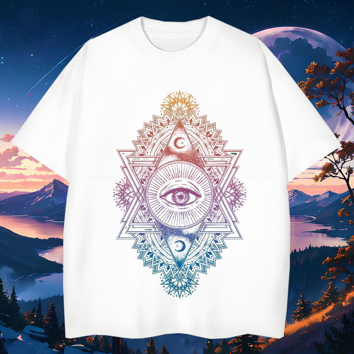 High Quality Man T Shirts 230g Pure Cotton eye of the devil Hip Hop Street Customized Breathable Crew Neck Men Tees DIY Tops Shirt