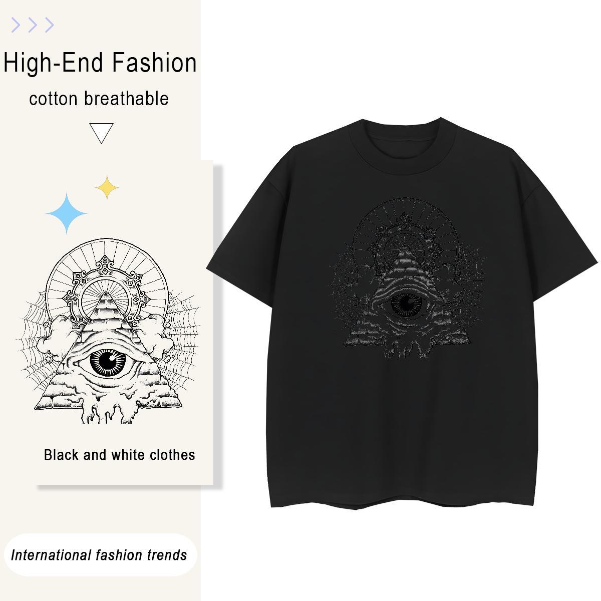 Comfortable Men T Shirts 230g 100% Cotton eye of the devil Hip Hop Street Custom Anime Short Sleeve Soft Men Clothes T-Shirt Fashion Clothings