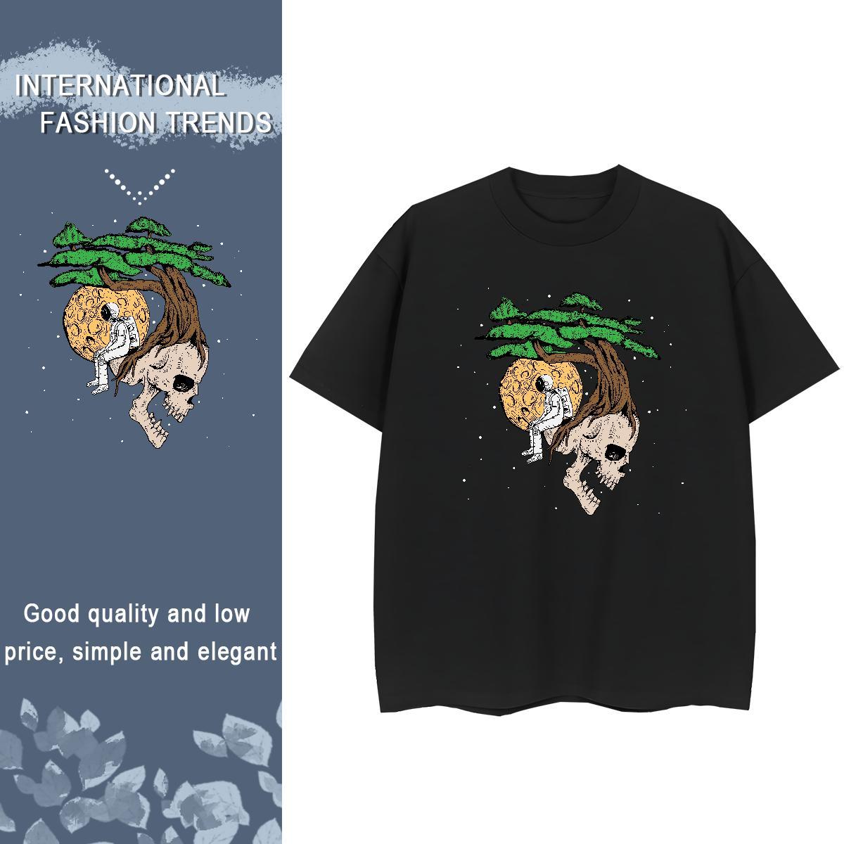 High quality Tshirt for Man Woman 230g Pure Cotton terror Daily Wear T-Shirts Round Neck Short Sleeve DIY Anime Top Shirts