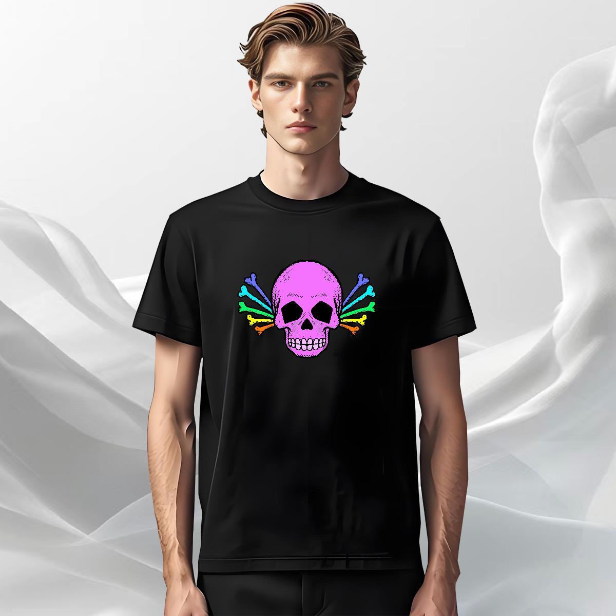 Free Shipping Mens T Shirts 230g Pure Cotton skull Hip Hop Street Custom Printing Breathable Soft Mens Tshirts Factory Direct Polos