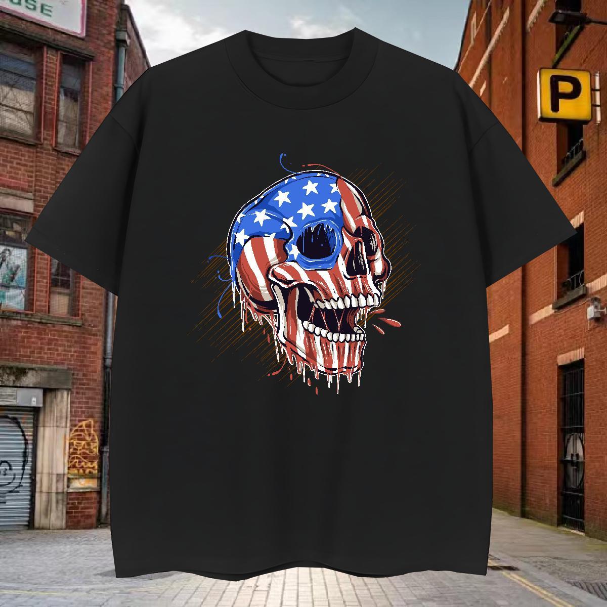 Designer Men T Shirts 100% Cotton 230g skull Summer Casual Customized O-Neck Short Sleeve Men Tops Tees 2024 Tops Shirt