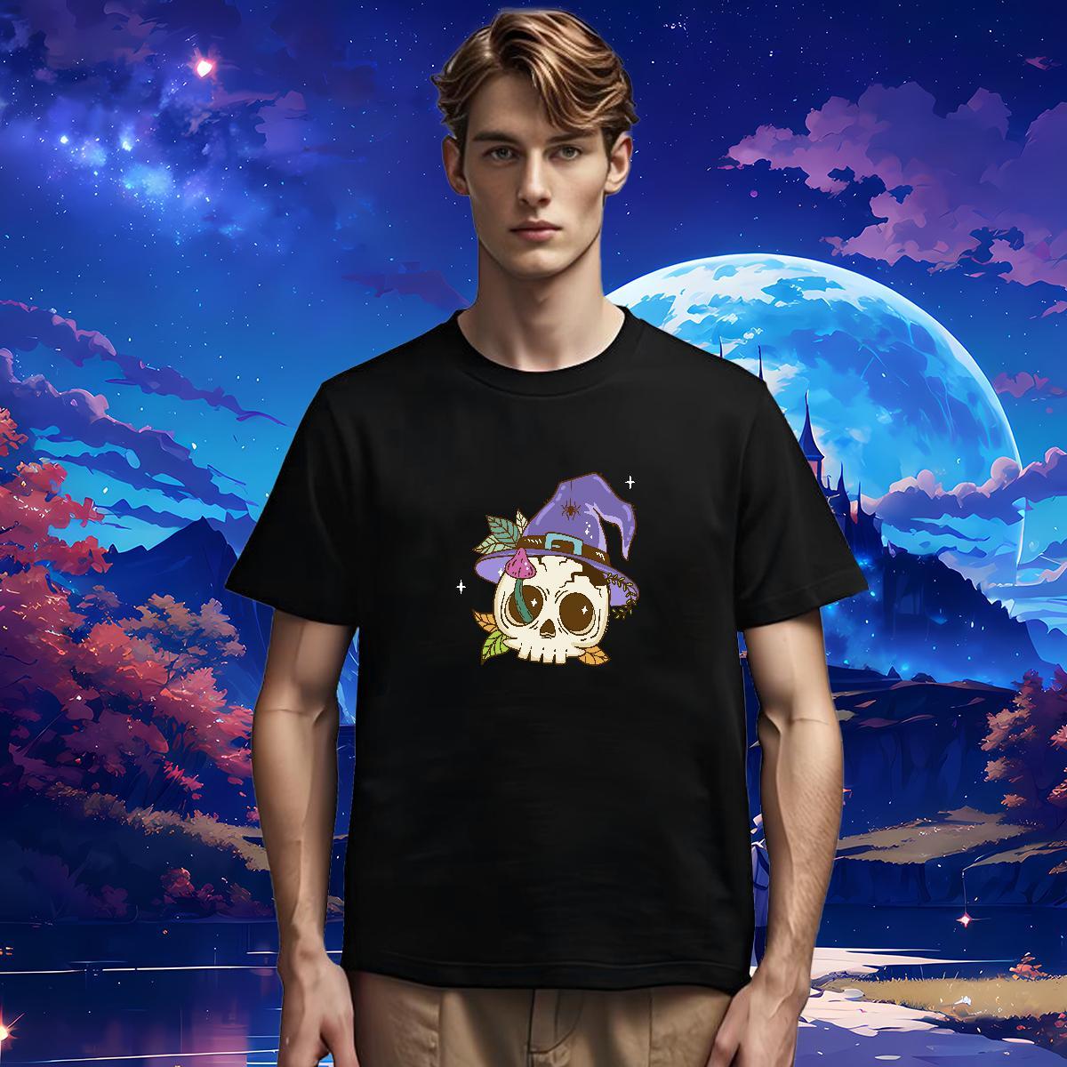 High Quality T Shirt For Man 230g Cotton skull Spring Summer DIY Printed Short Sleeve Soft Men Clothes T-Shirt Designer Tops Tees