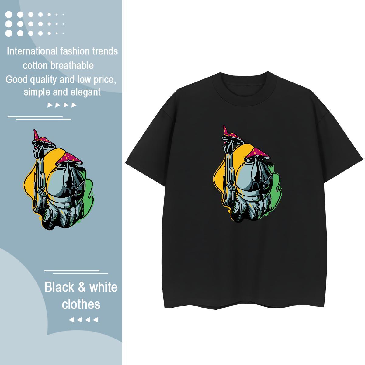 High quality Womens Tshirts 230g Cotton universe Summer Casual T shirt Crew Neck DIY Anime Printed Top Tees