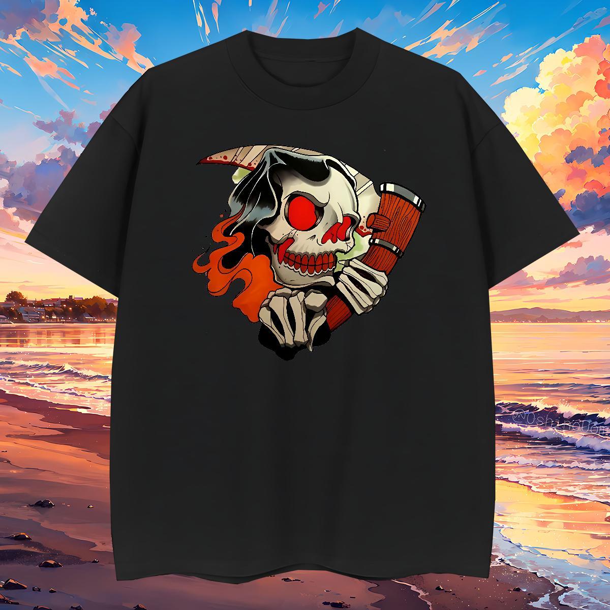 Classic Mens T Shirts 100% Cotton 230g skull Sports Casual Custom Cartoon Breathable Short Sleeve Men Tshirts 2024 Summer Polos