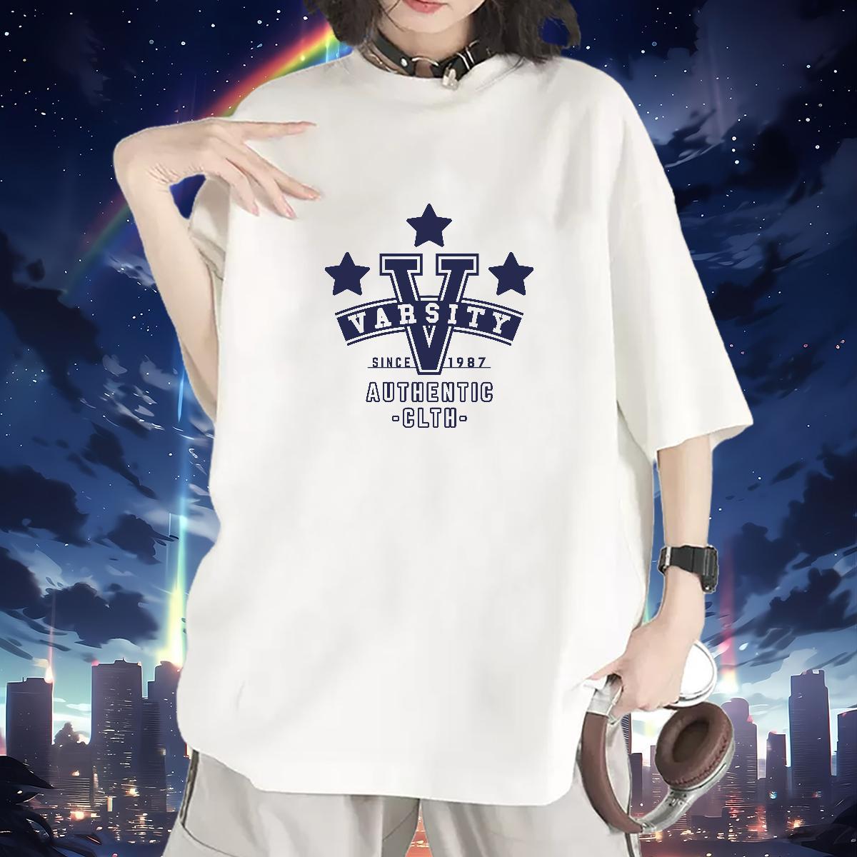 Lady Women Tshirts 100% Cotton 230g letter Hip Hop Street Woman T Shirts O Neck Short Sleeves Cartoon Anime Tees