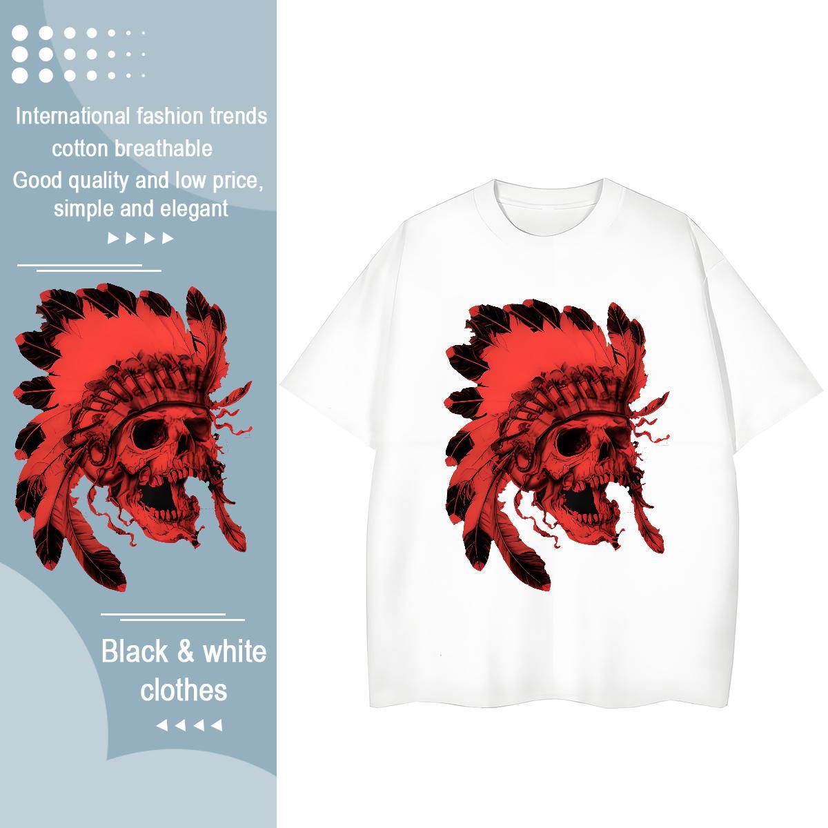 5A Couples T Shirts 100% Cotton 230g scary Summer Casual Womens T Shirts Breathable Anime Tees