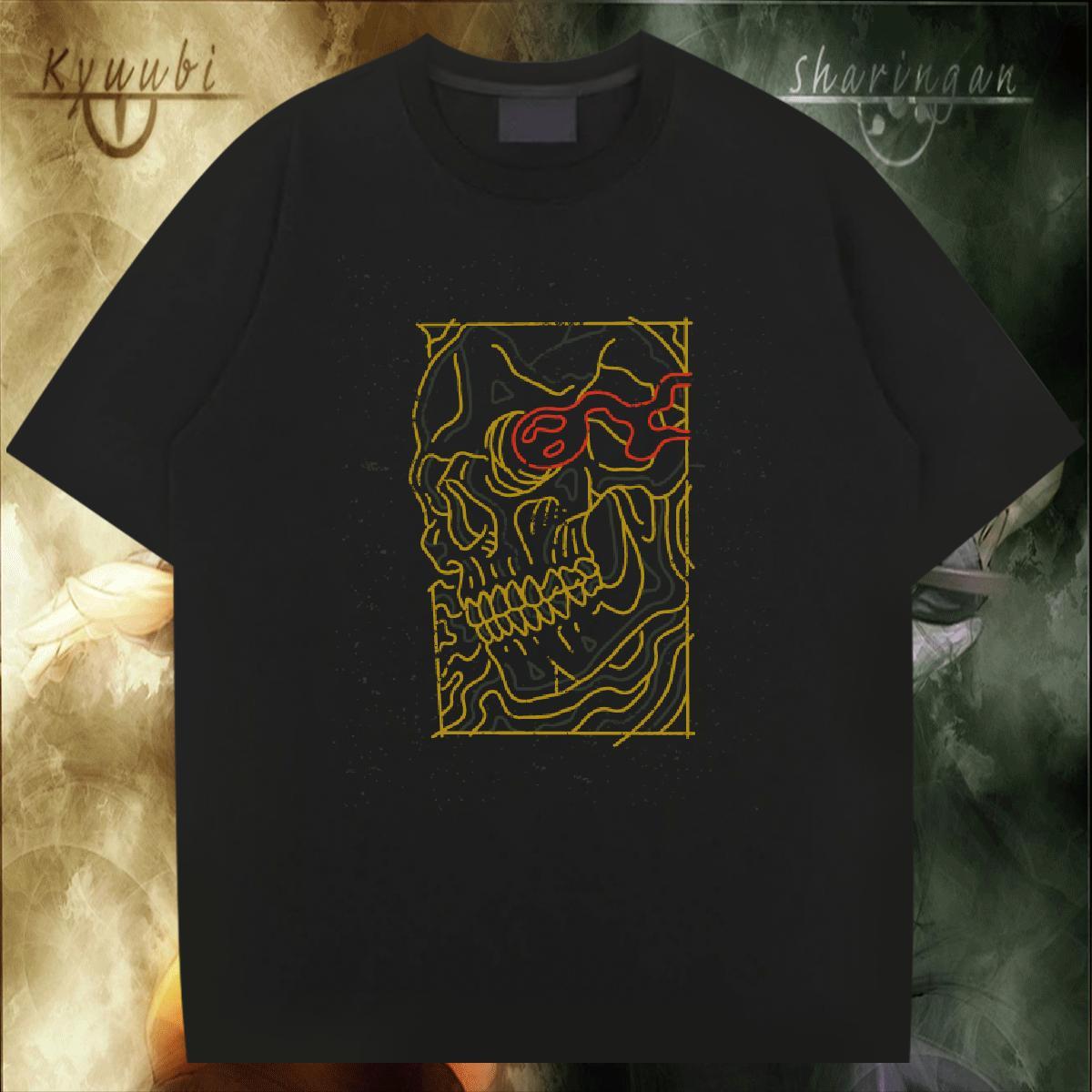 Cool Design Men T Shirts 230g Pure Cotton skull Daily Outfit Cartoon Printing L-4XL Round Neck Short Sleeve Men Clothes T-Shirt 2024 New Tshirts