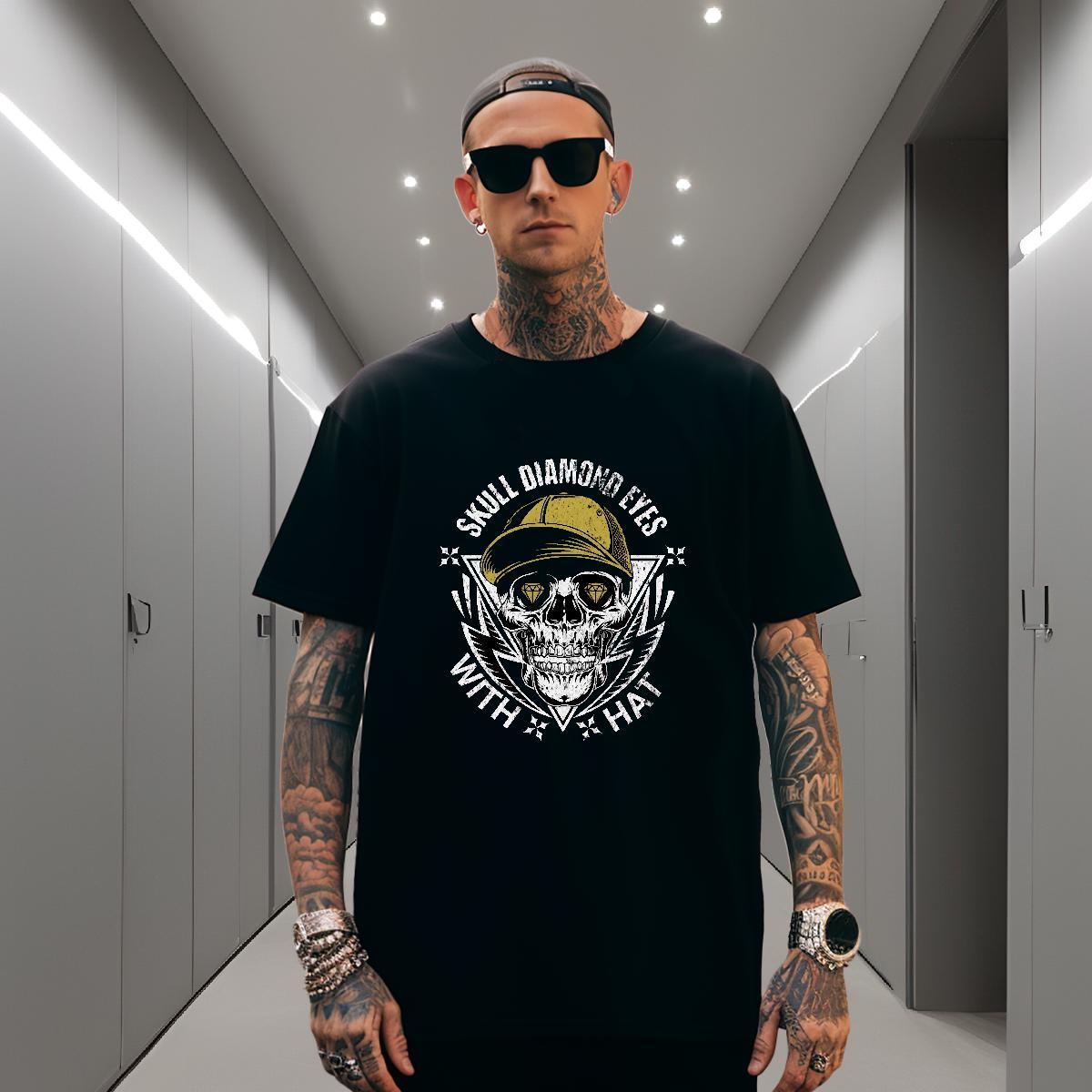 Comfortable T Shirt For Man 230g Pure Cotton skull Hip Hop Anime Breathable Short Sleeve Men Tees New Top Tees