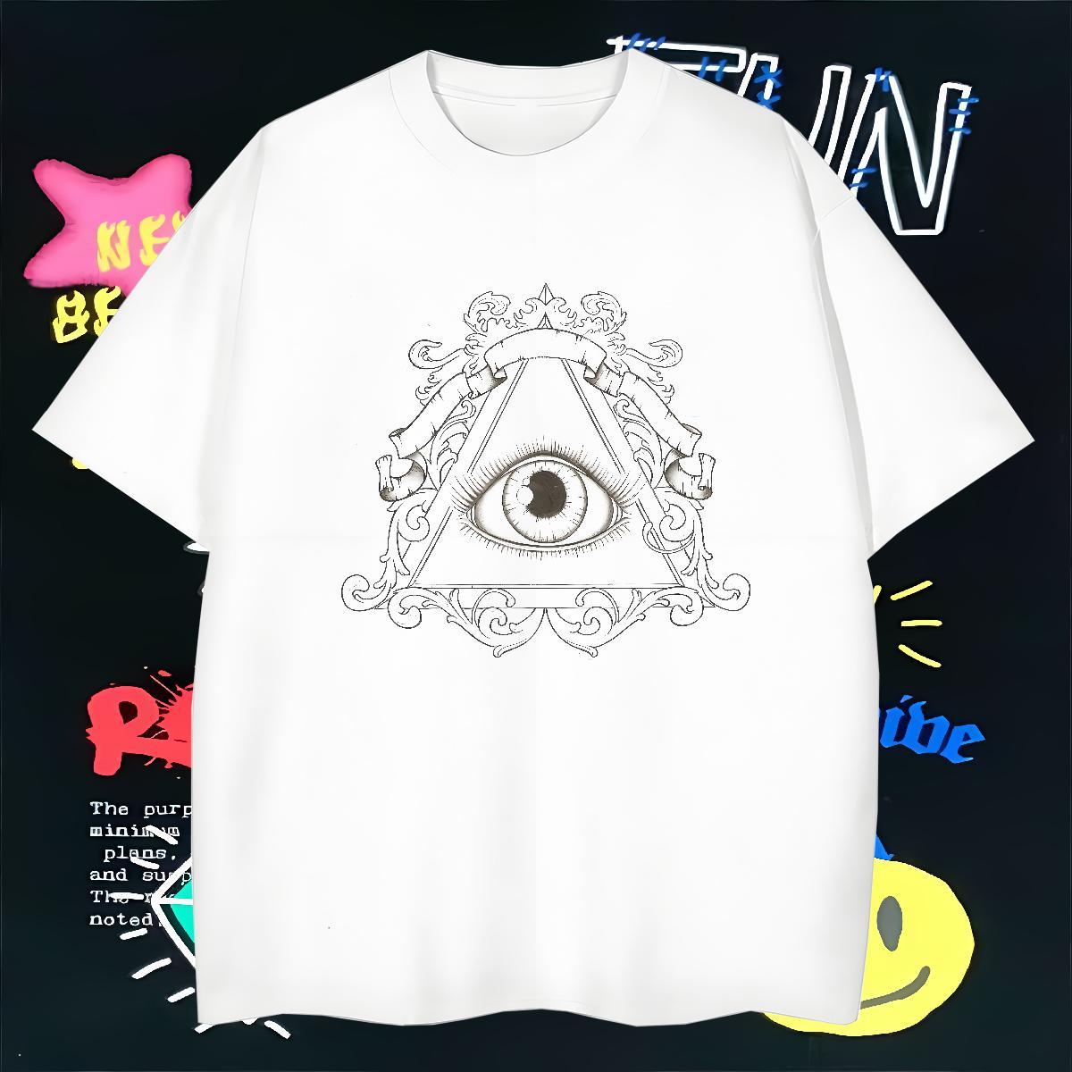 Free Shipping Man T Shirts 100% Cotton 230g eye of the devil Outdoor DIY Logo Oversized Breathable Soft Men Tshirts New Tees