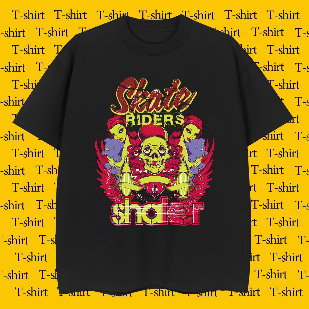 Brand T-Shirts for Men 230g Pure Cotton skull Summer Casual Customized Print Round Neck Short Sleeve Men Tees 2024 Summer Top Tees