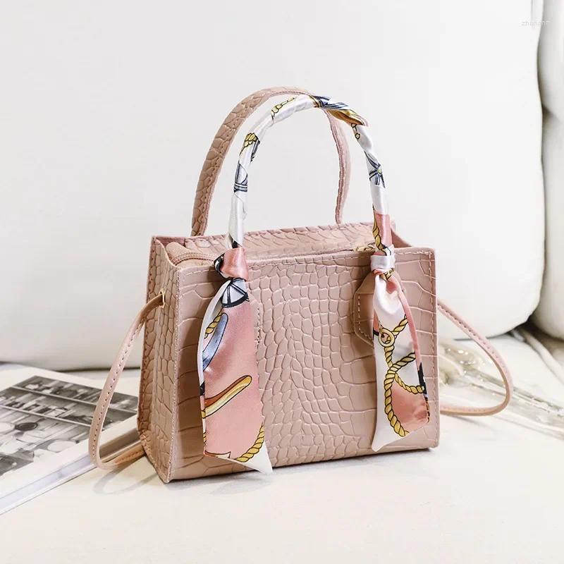 Bag Scarfs Accent Rhombus Shoulder Bag: Chic Chain Crocodile Pattern Oblique Span With Optional Silk Handbag Scarf New Free Delivery Designer Bag