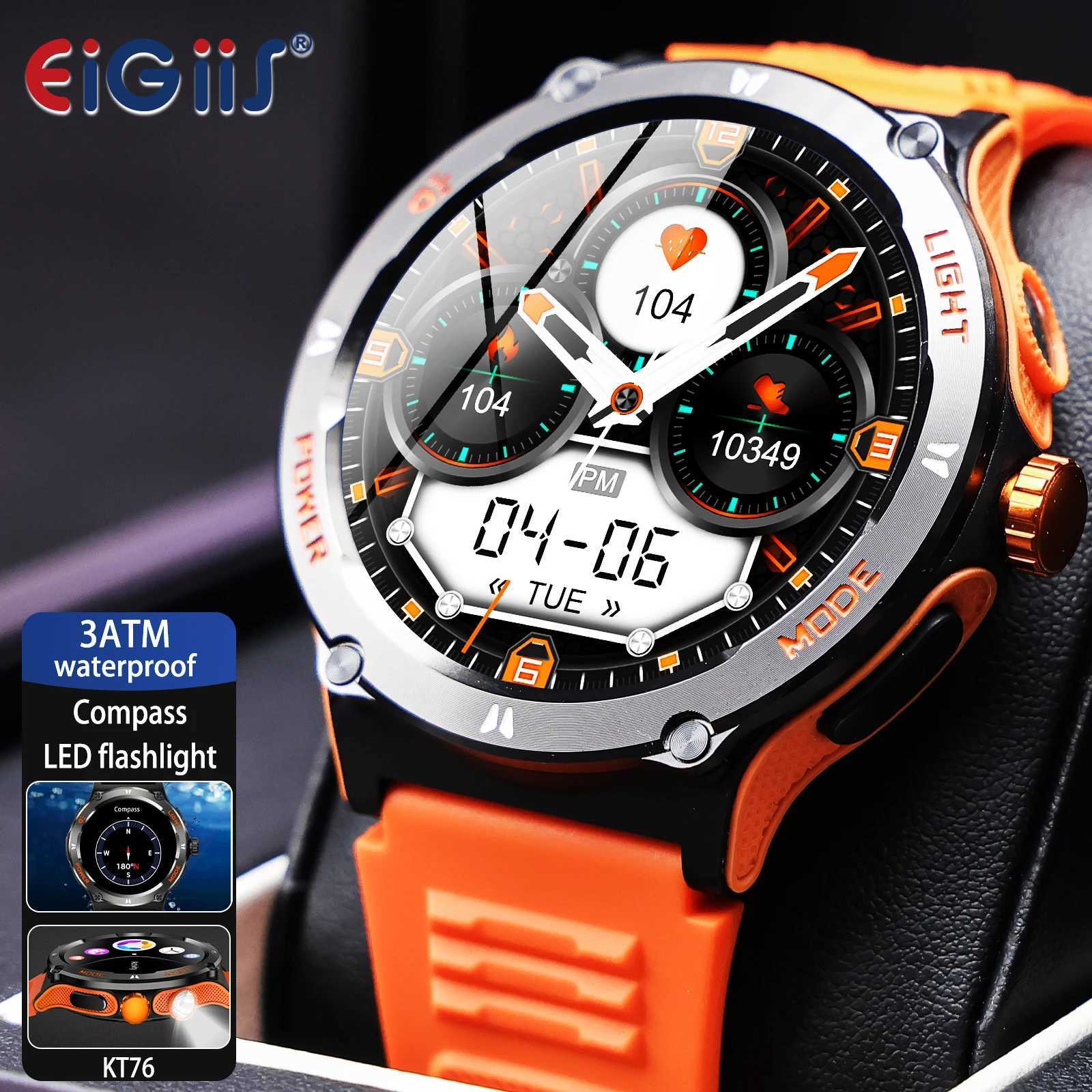 EIGIIS Smart Watch 3ATM Waterproof 1.53 KT76 Men Sport With Compass And LED Flashlight Heart Rate Sleep Analysis Bluetooth Call M240824
