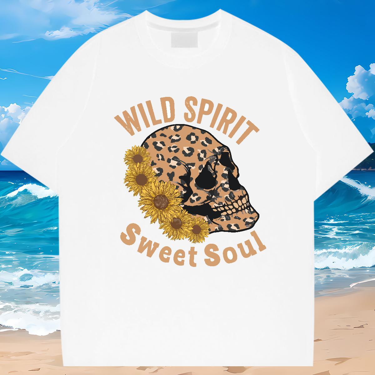 Designer Men T Shirts 230g Cotton skull Daily Wear Floral Print Crew Neck Breathable Mens Tshirts Free Shipping Tops