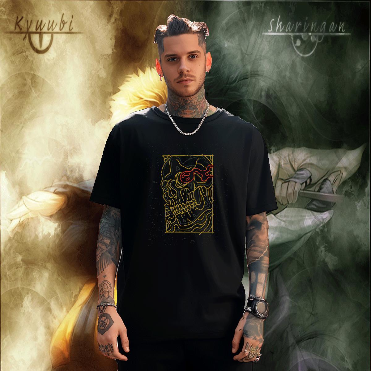 Cool Design Men T Shirts 230g Pure Cotton skull Daily Outfit Cartoon Printing L-4XL Round Neck Short Sleeve Men Clothes T-Shirt 2024 New Tshirts