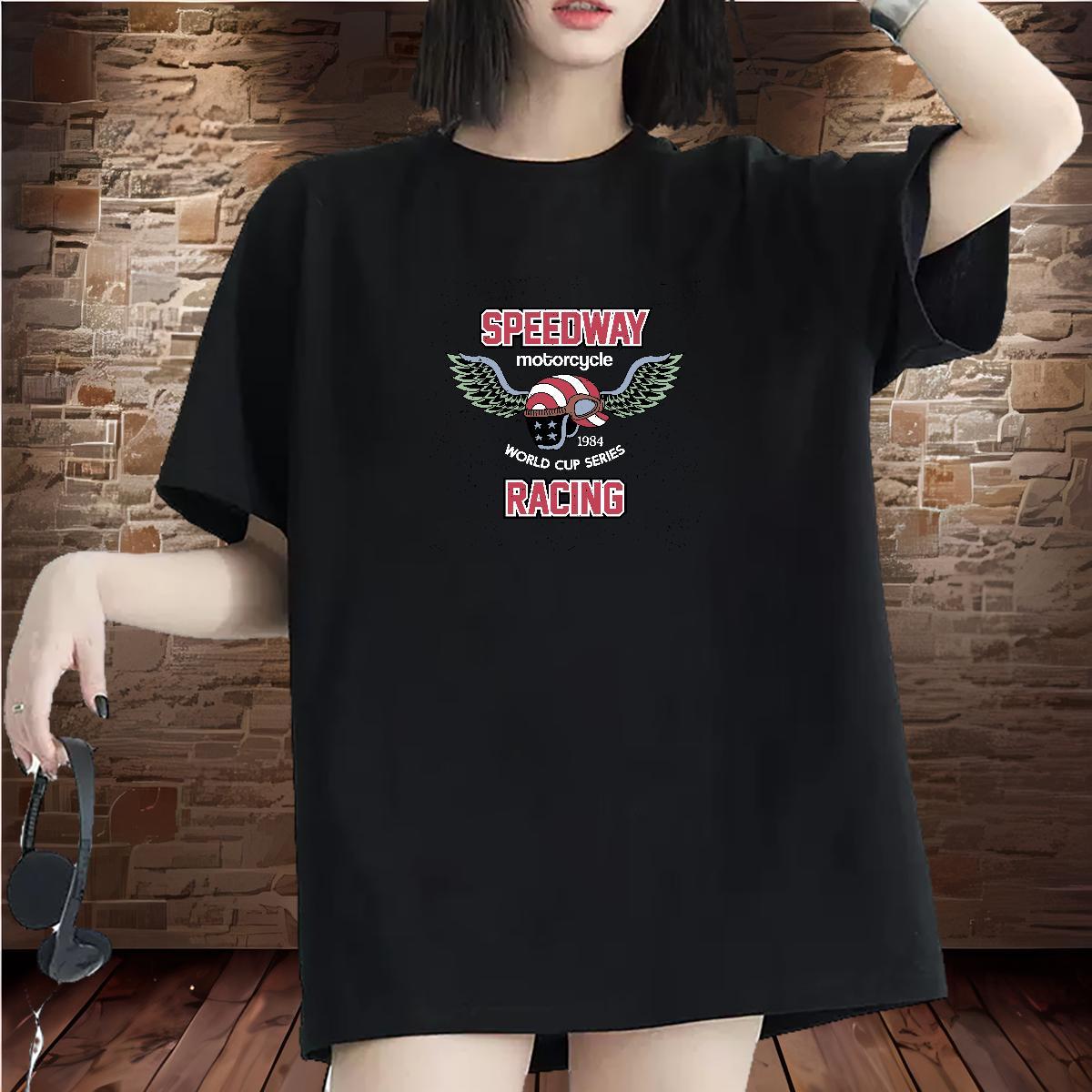 Designer Lady T shirt 230g Pure Cotton letter Casual Daily Wear T Shirts Women Breathable Crew Neck Cartoon Anime Tops Shirt