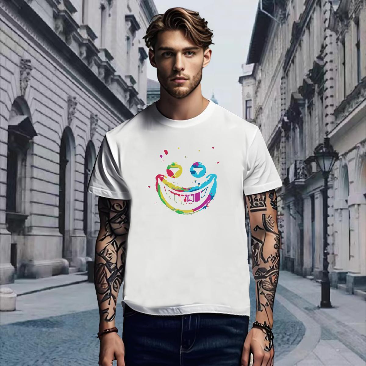 Comfortable T-Shirts for Men 230g Cotton skull Daily Outfit Graphic Crew Neck Men Tees Brand Clothings