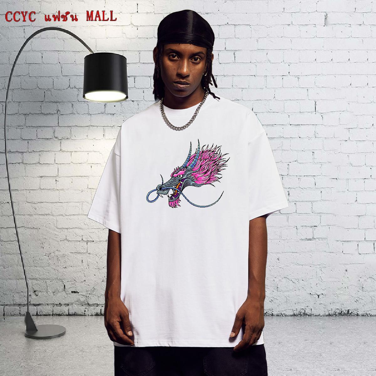 Popular Men T Shirts 230g Pure Cotton dragon head Street Wear DIY Anime O-Neck Short Sleeve Mens Tshirts 2024 Top Tees
