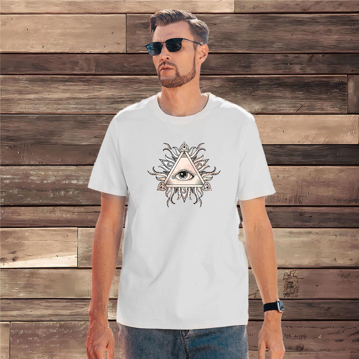 Wholesale T Shirts Men 100% Cotton 230g eye of the devil Casual Daily Wear DIY Anime Crew Neck Breathable Mens Tshirts 2024 Tops Shirt