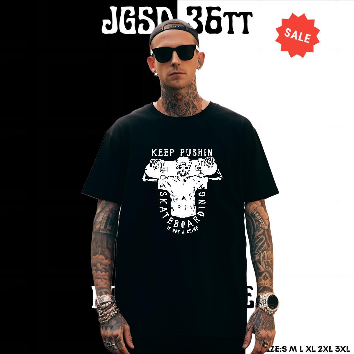 Wholesale T Shirt For Man 100% Cotton 230g skull Hip Hop DIY Breathable Short Sleeve Men Tops Tees DIY Customized Tshirts
