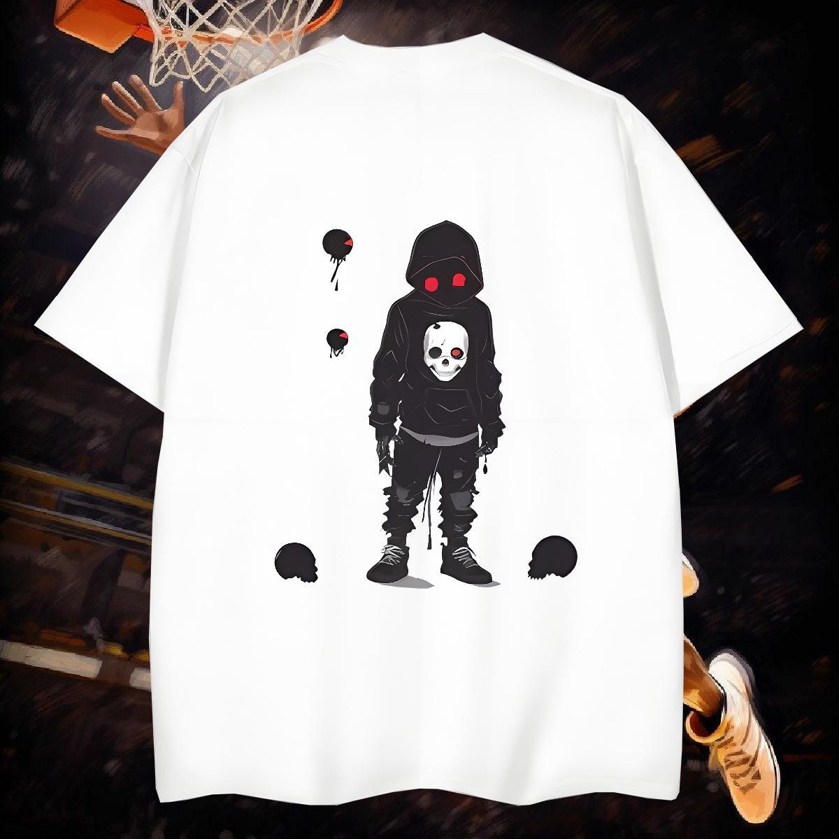 Comfortable Man T Shirts 230g Cotton skull Daily Wear Plus Size Cartoon Round Neck Short Sleeve Mens Tshirts 2024 Summer Tees